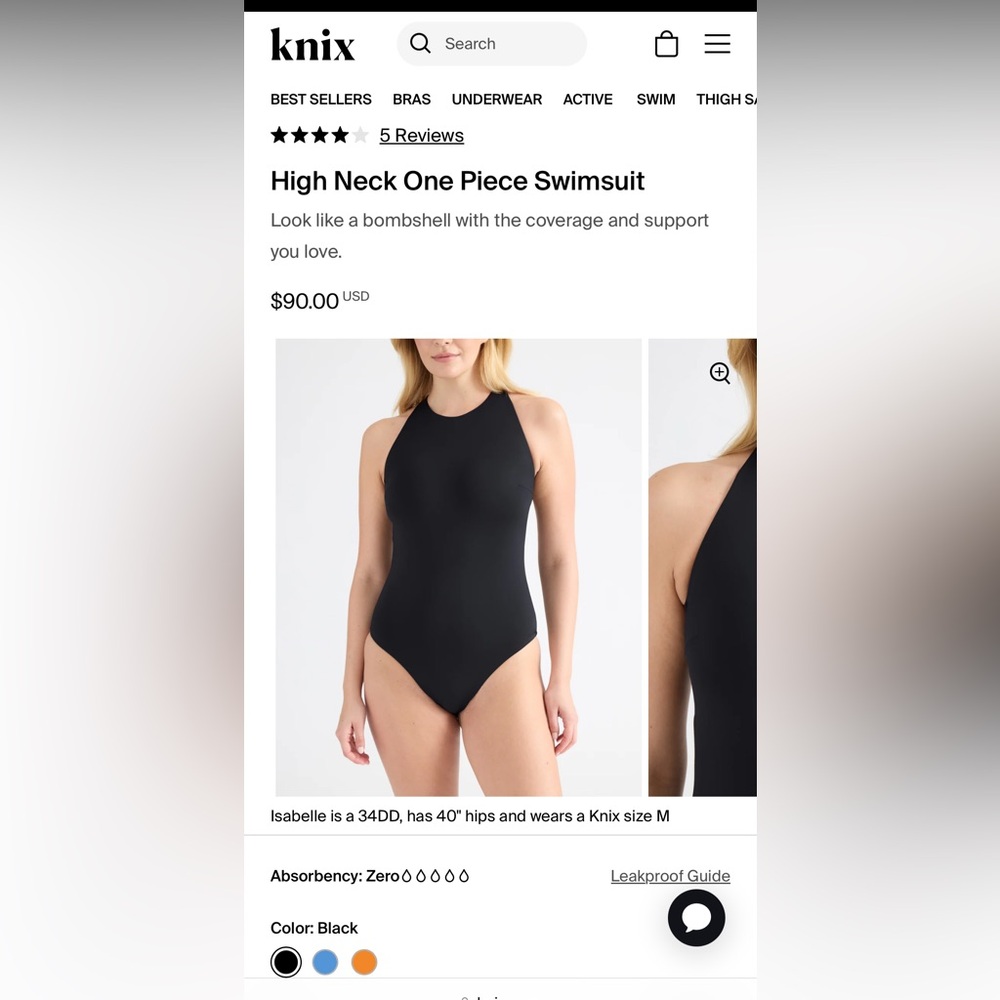 NEW with Tags: Knix High Neck One Piece Swimsuit